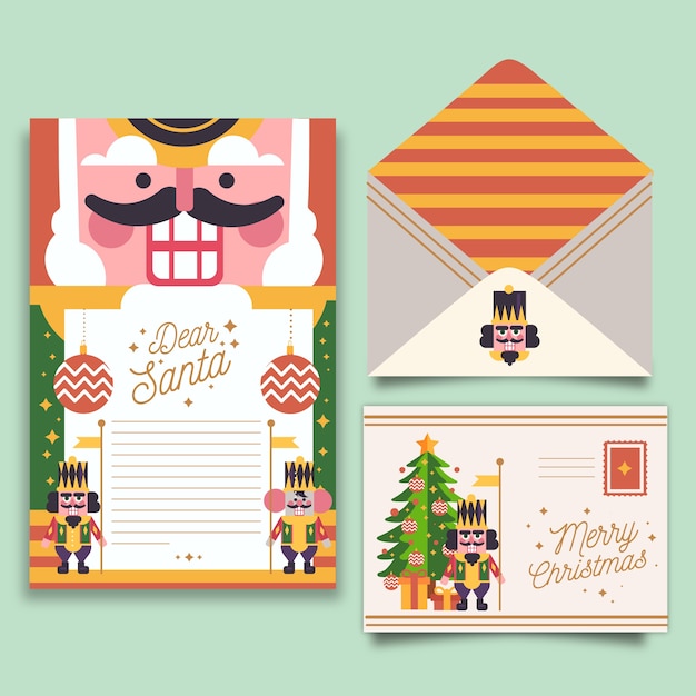 Christmas stationery template with nutcracker