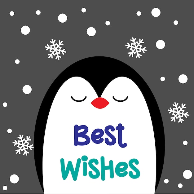 Christmas sticker label or greeting card with a penguin vector illustration