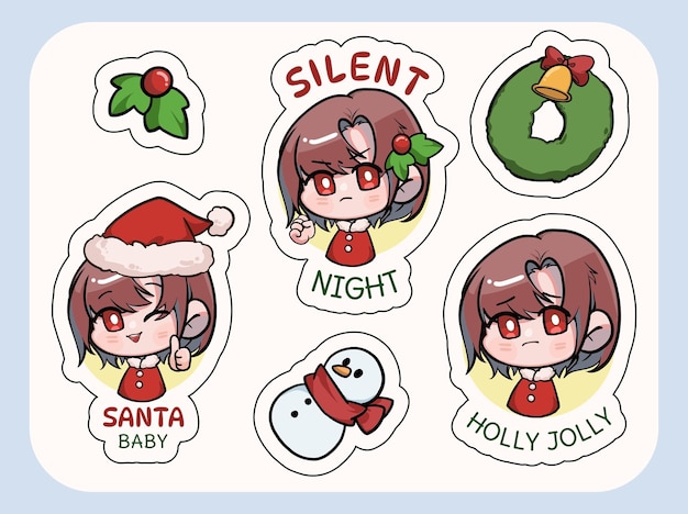 Vector christmas sticker pack