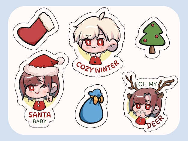 Vector christmas sticker pack