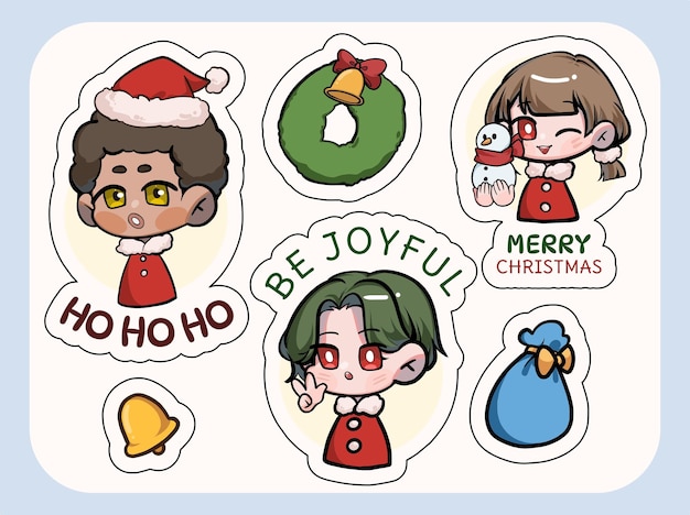 Vector christmas sticker pack