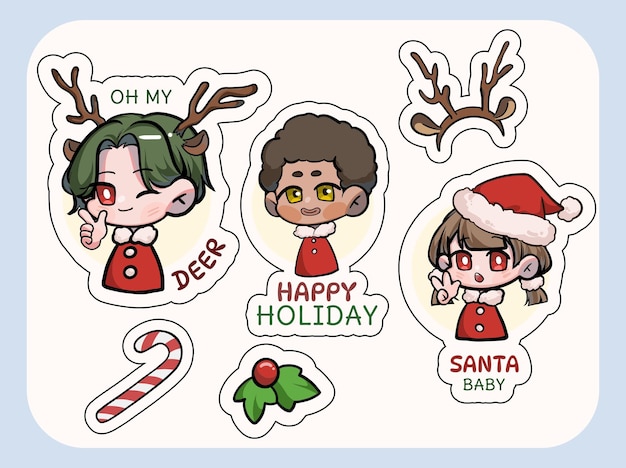 Vector christmas sticker pack