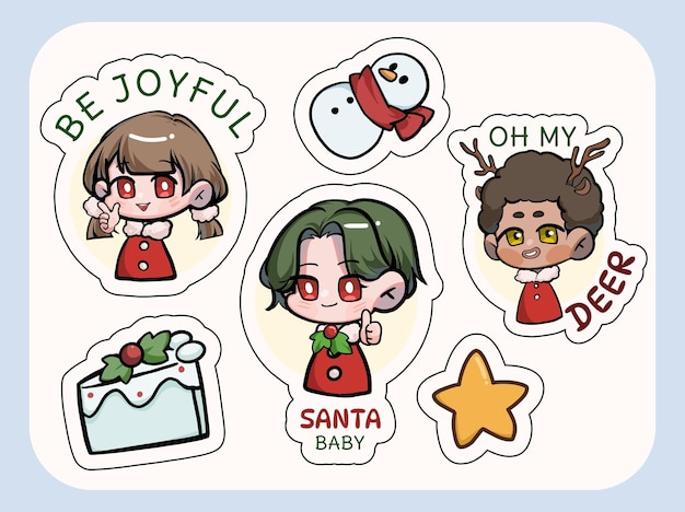 Vector christmas sticker pack