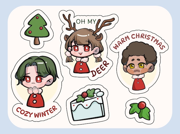 Vector christmas sticker pack