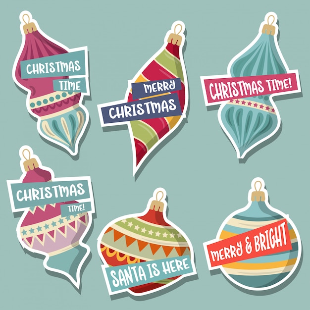 Vector christmas stickers collection