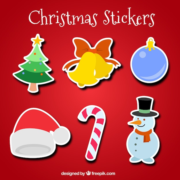 Vector christmas stickers flat collection