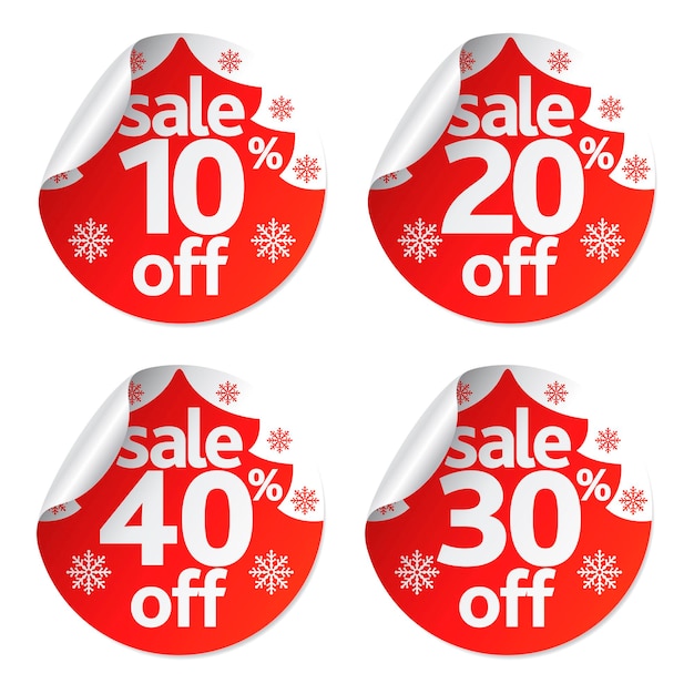 Christmas stickers sale set with fir tree