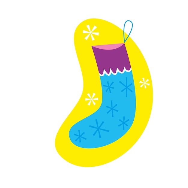 Christmas Stocking geïsoleerd op witte achtergrond Vector illustratie in vlakke stijl