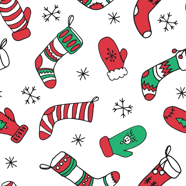 Christmas stocking. Seamless pattern.