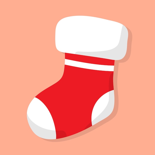 Christmas stockings socks Stickers clipart for Christmas Red sock Vector illustration Design for Christmas decorations gifts cards decor