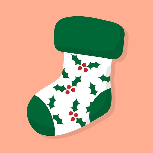 Christmas stockings socks stickers clipart for christmas with holly vector illustration design for christmas decorations gifts cards decor