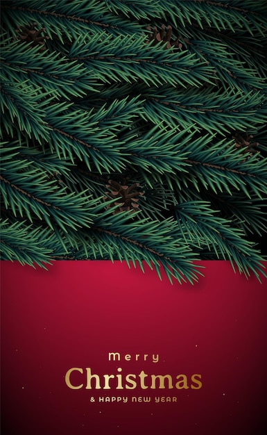 Christmas stories template with pine branches background