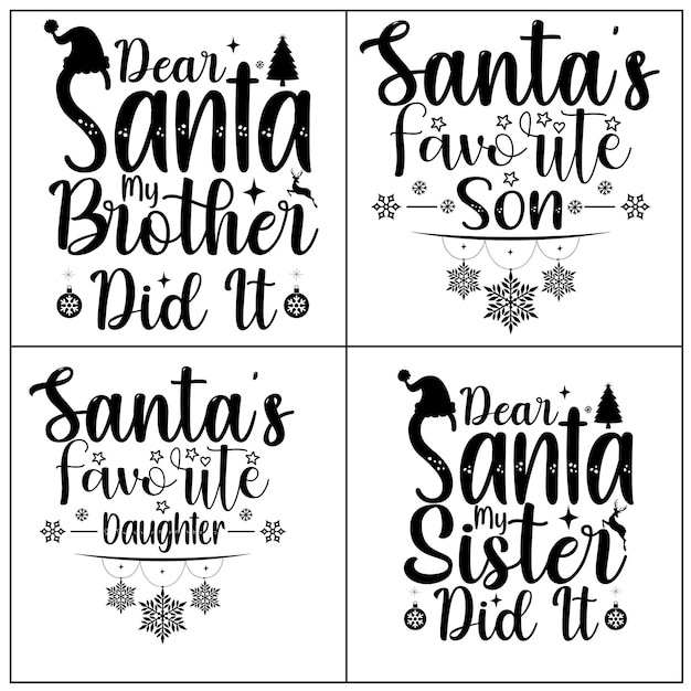 Bundle svg di natale o design della maglietta tipografica di natale