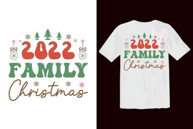 クリスマス SVG Groovy レトロ シャツ。クリスマスファミリー2022ギフトTシャツのデザイン。