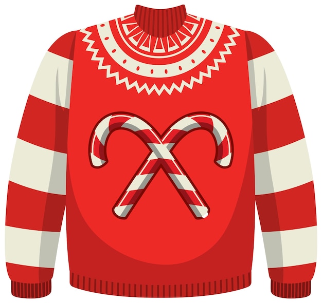 사탕 지팡이 패턴의 크리스마스 스웨터