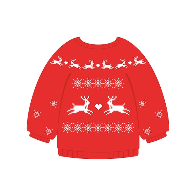 Christmas sweater with pixel winter embroidery template