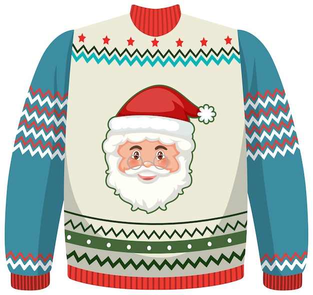 Vector christmas sweater with santa claus pattern