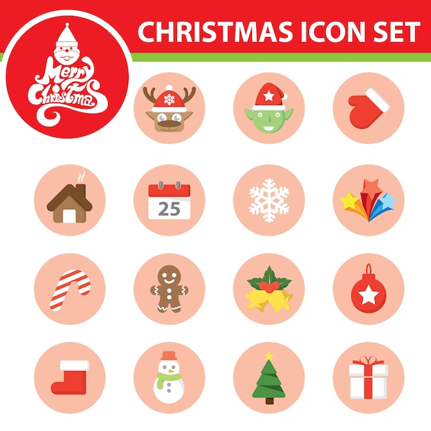 Christmas symbol icon set