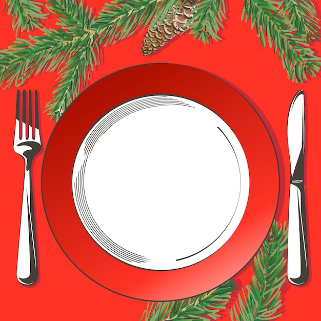 Christmas table decorating setting illustration