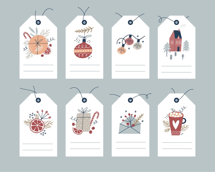Vector christmas tags collection.