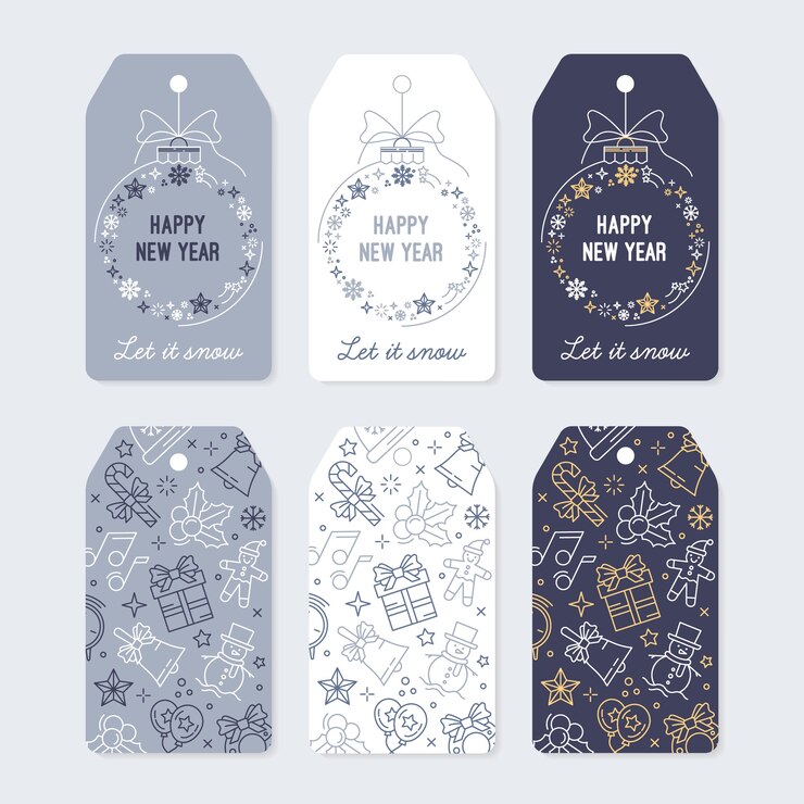 Vector christmas tags and labels for gifts set
