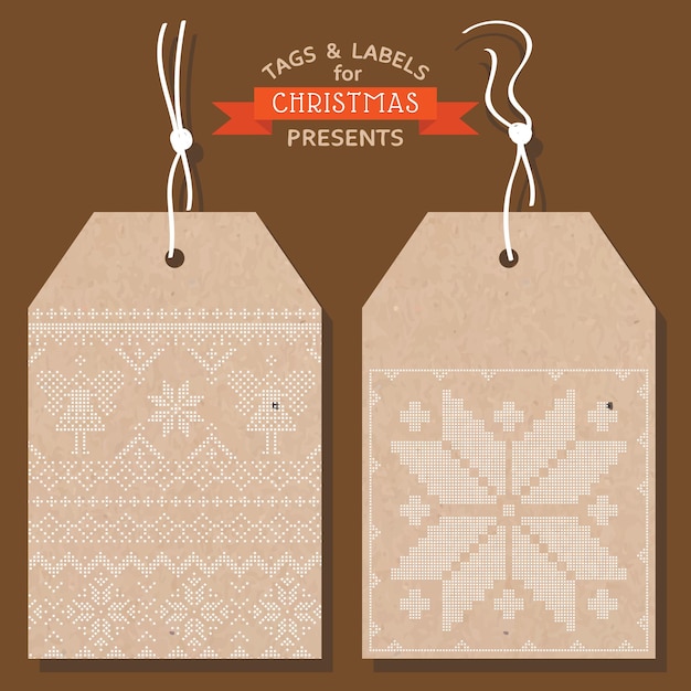 Christmas tags or labels scandinavian style