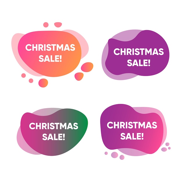 Christmas Tags set Merry Christmas and Happy New Year labels Vector illustration