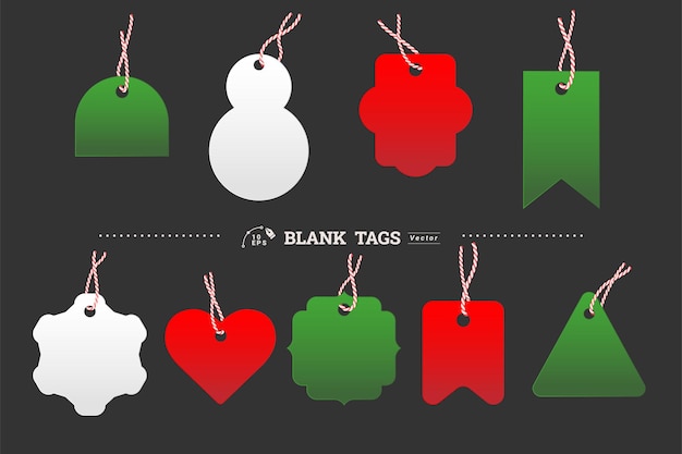 Vector christmas tags with strings