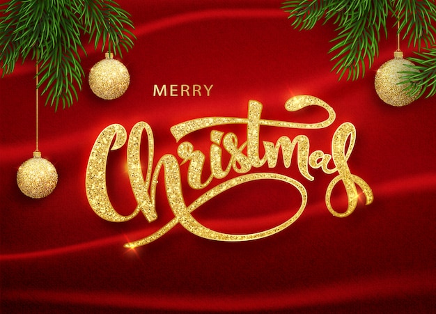 Vector christmas   template. calligraphic merry christmas lettering decorated. christmas poster template.