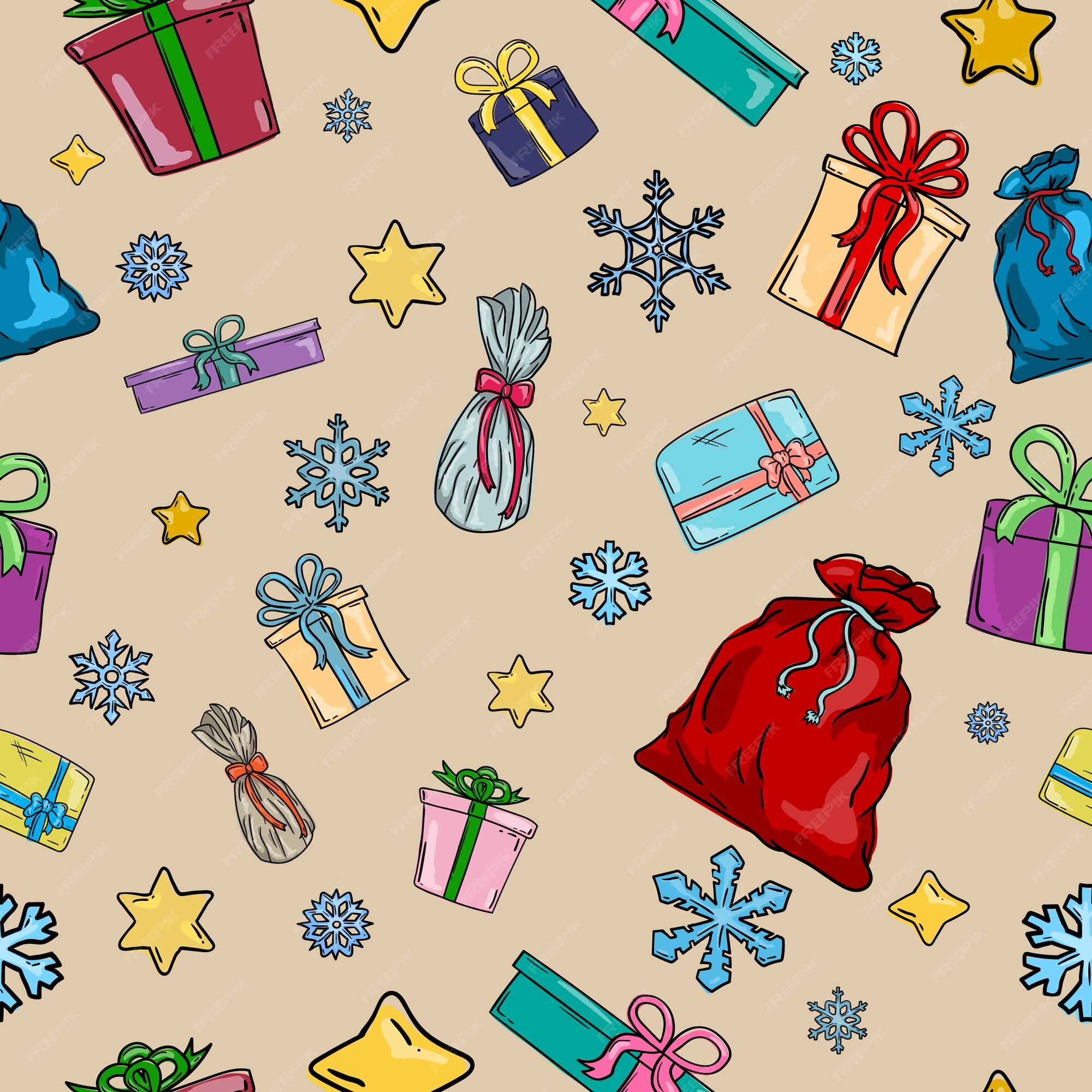 Premium Vector Christmas template for wrapping paper with