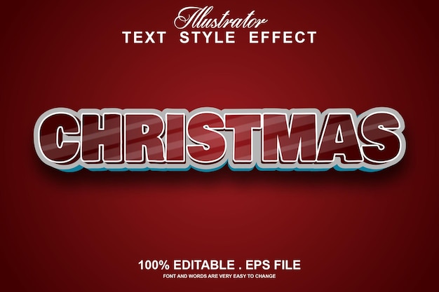 Рождественский текстовый эффект редактируемый