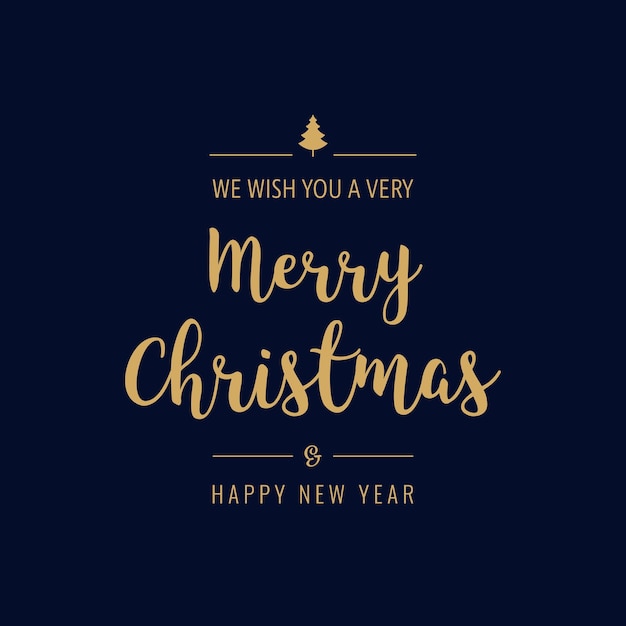 Vector christmas text greeting golden blue background