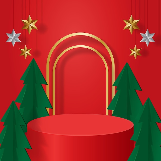 Vector christmas theme realistic podium display product