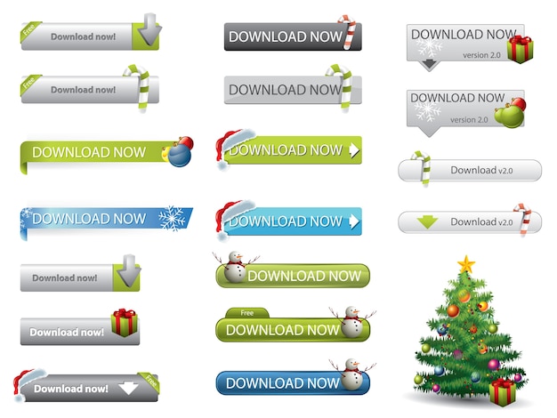 Vector christmas theme website download buttons