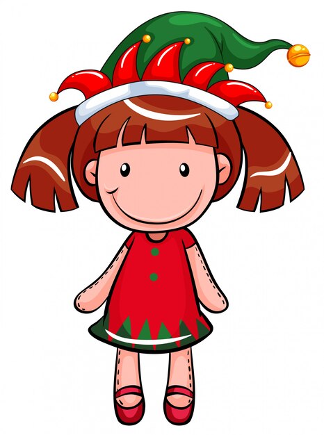 Christmas theme with doll wearing red and green