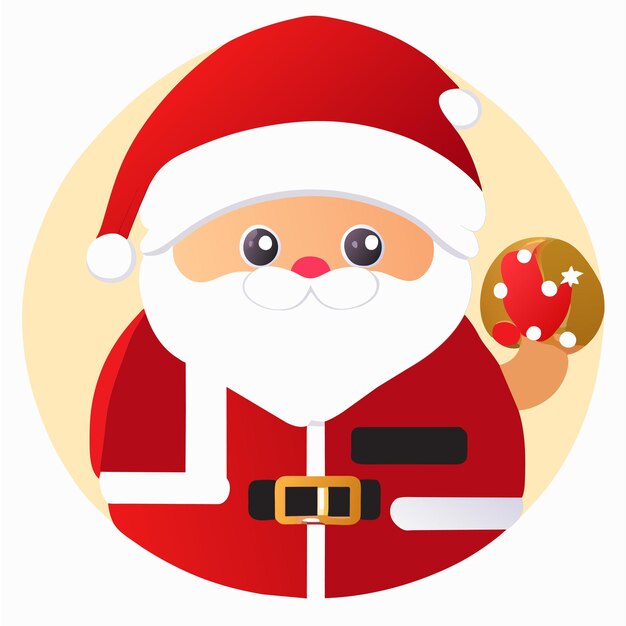 Рождественская тема с Санта и подарками на санях рукой нарисованный плоский стильный мультфильм наклейка