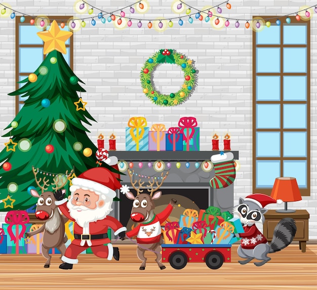 Christmas theme with santa and presents