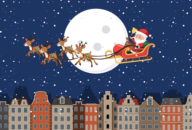 Christmas theme with Santa on sleigh