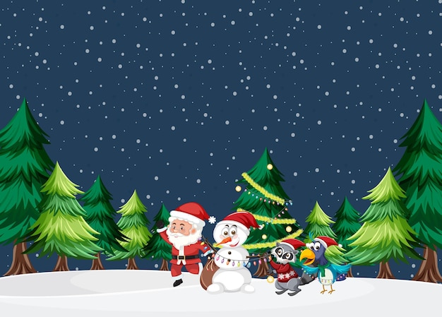 Christmas theme with Santa and snowman