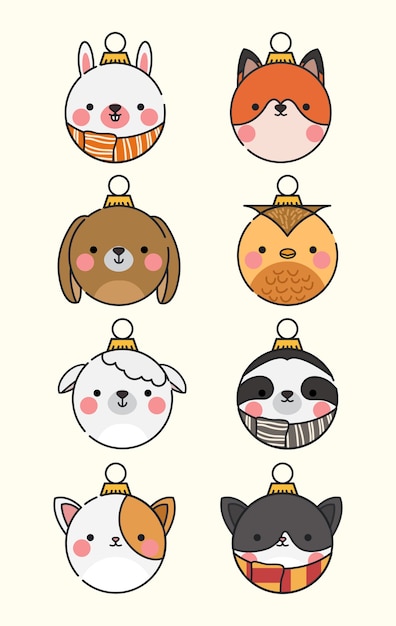 Vector christmas themed bauble collection