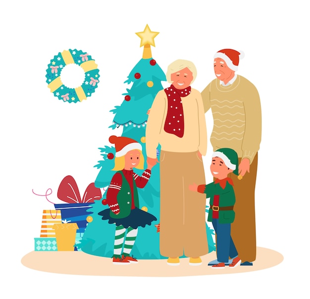 Vector christmas themed family portrait