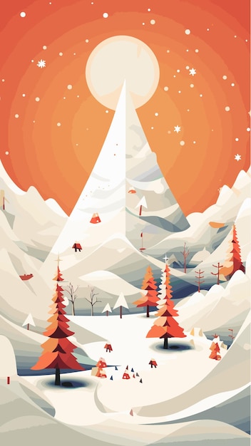ベクトル クリスマスをテーマにしたフラットポスターデザイン