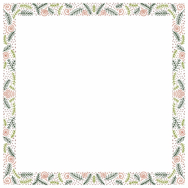 Christmas themed frame. Green and red dominate. Cozy and bright template for winter Christmas or new