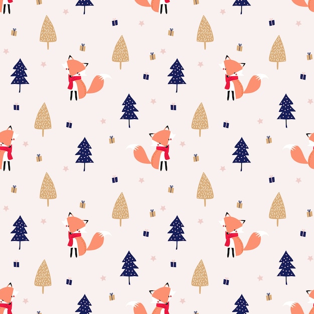 Vector christmas themed seamless pattern