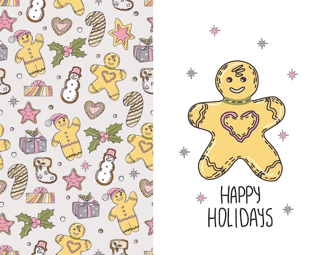 Christmas themed seamless pattern