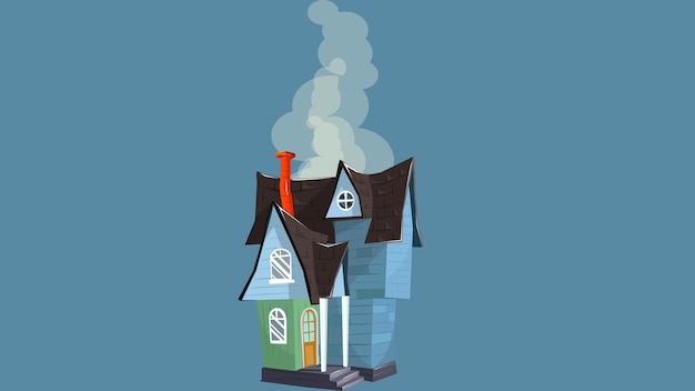 christmas time old houses design cartoon style illustration