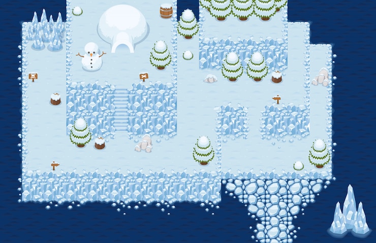 Vector christmas top down tileset