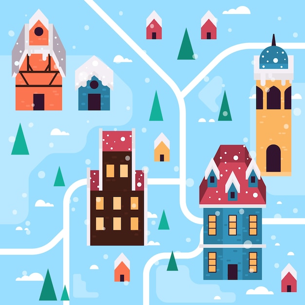 Vector christmas town background