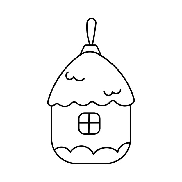 Vettore giocattolo di natale casa di vetro linea di natale doodle icona elemento capodanno vacanze invernali appeso illustrazione vettoriale