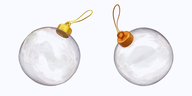 Vector christmas toy on white background empty glass ball for promotion product in different positions